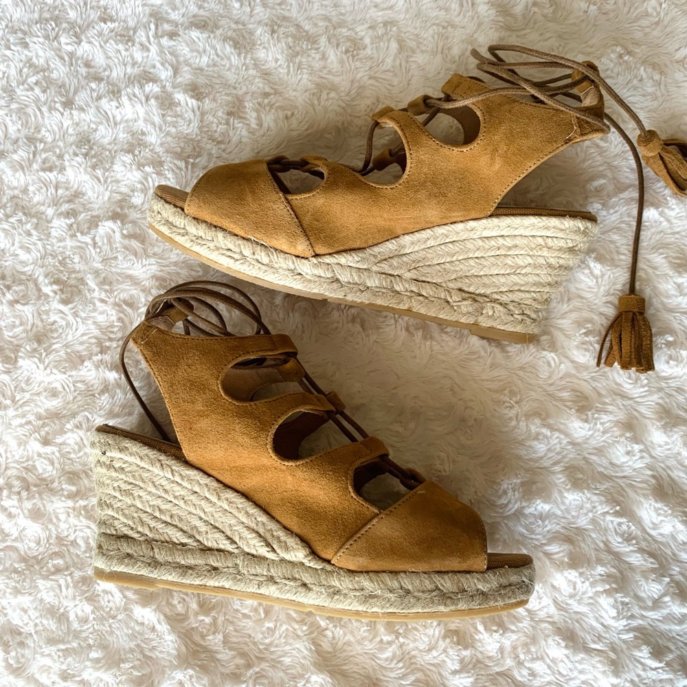 NEW Kanna Kv6333 Ante Camel Women’s Lace Up Wedge Sandals